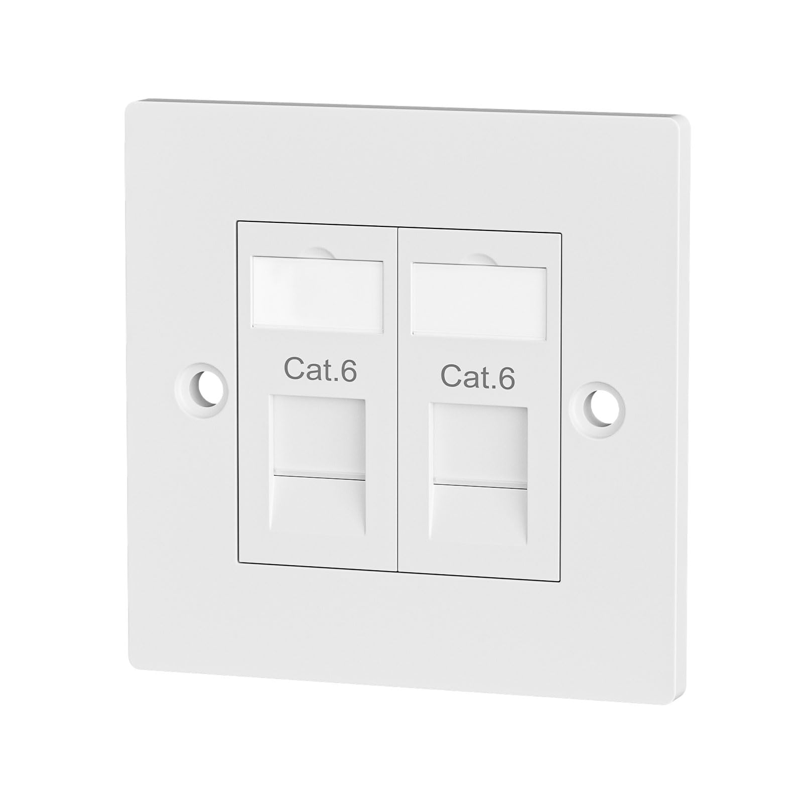 iwillink 2 Port RJ45 Socket Faceplate Wall Plate, Cat6 Single Port Ethernet Cable Networking Socket Box with Keystone Jack, Compatible with Cat5/Cat5e/Cat6 Cables, 1 Pack