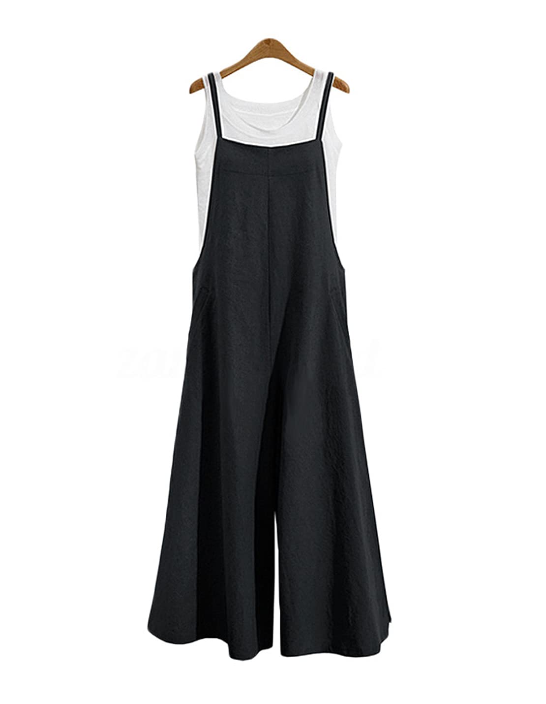VIEWONWomen's Loose Baggy Bib Adjustable Strap Casual Overalls Wide Leg Jumpsuit Suspenders Rompers Harem Pants with Pockets