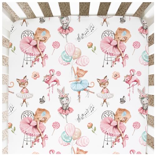 Image of Honey Lemonade - Buttery Soft Rayon Baby Crib Sheets Girl and Boy - Infant Shower Gift - Standard Crib Sheets - Fitted & Breathable Crib Mattress Sheet - Toddler Sheet 52 x 28 x 7 inches (Ballerinas)