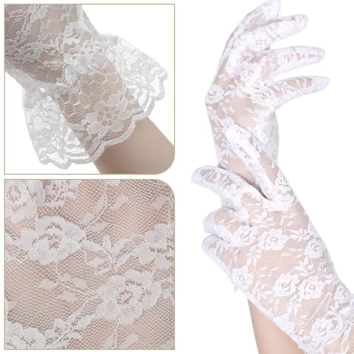 Women's Lace Gloves - Tea Party Short Elegant Vintage Gloves for Wedding & Dinner Party 5