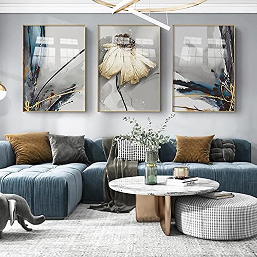 Décoration de chambre minimalisme moderne avec triptyque fleurs