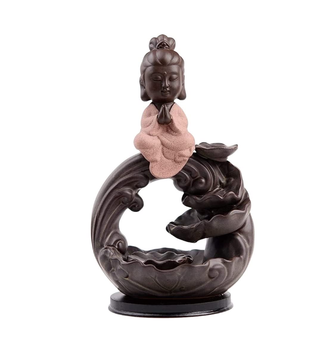 Incense Burner Ceramic Little Monk Buddha Waterfall Censer Creatives Home Decor With Decoration Smoke Incense Holder Home Decor(B)