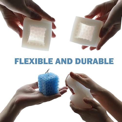 Miniatura 3 de TOPYS Molde de silicona de panal de abeja, molde cuadrado geométrico 3D para hacer jabón, hecho a mano, mousse, pastel, fondant, pastelería,