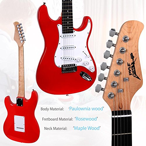 PylePro Full Size Electric Guitar Package w/ Amp, Guitar Bundle, Case & Accessories, Electric Guitar Bundle, Beginner Starter Package, Strap, Tuner, Pick, Ready to Use Out of the Box, Red (PEGKT15R) - Image 3
