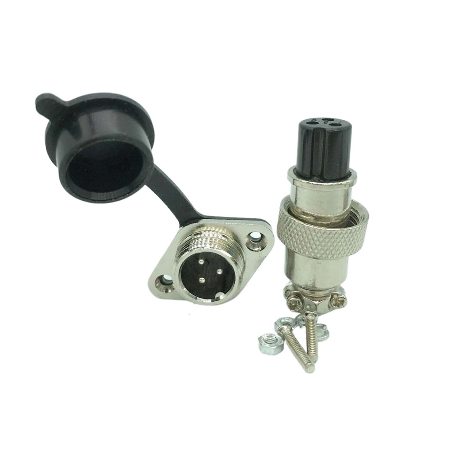 Conector GX12 de 3 pines con tapa antipolvo y toma de corriente roscada de alta resistencia