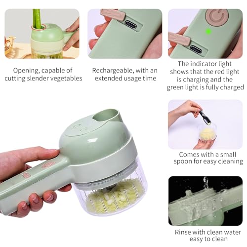 FEEMONT 4 in 1 Electric Vegetable chopper hand held, Ninja Food Chopper, Mini Fruit Slicer,Garlic Chopper,Egg whisk and Meat Mincer,Handheld Veggie Cutter for Salad by FEEMONT - Image 5