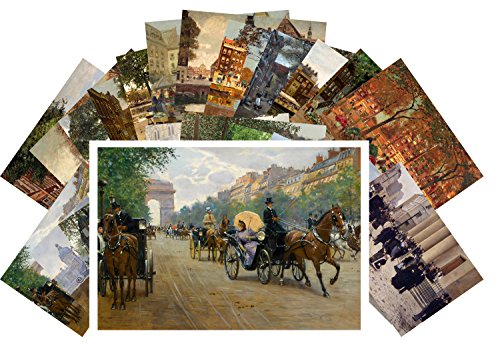 PIXILUV Vintage PostCards 24 pcs Belle Epoque Town Life Victorian
