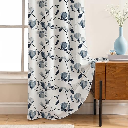 Image of LINENWALAS Printed Blackout Curtains for 5 Feet Window | Set of 2 | Printed Drapes | Thermal Insulated, Room Darkening Panels with Grommet Hanging for Living Room (Steel Grey magnodia)