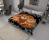 Solaron Original Lion, Lioness, Cub Thick Mink Korean Super Soft Plush King Size Blanket - Green
