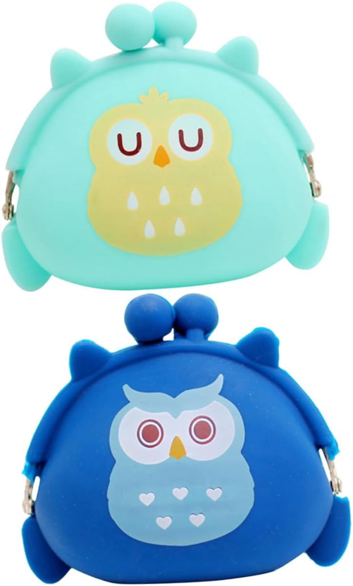 Owl Pouch for Girls 2pcs Silicone Change Purse Small Wallet Zipper for School Shopping Travel Owl Pouch for Girls 2pcs Silicone Change Purse Small Wallet Zipper for School Shopping Travel