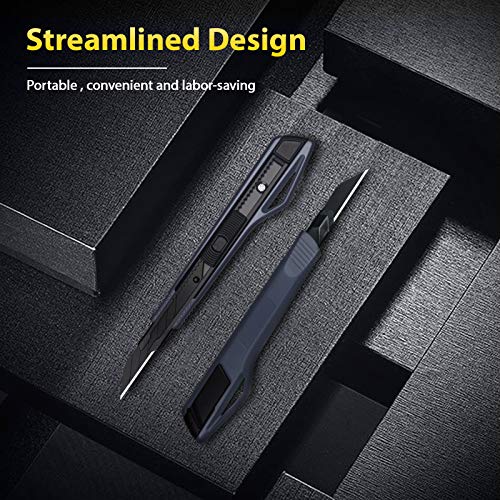 Image of MANUFORE 5pcs 9mm Snap-off Knives with 30-Degree Precision Blade | Black, Safety Auto-lock, 30-Degree Sharp Blade, Lightweight Portable, Retractable Film Cutting Knife for Paper, tint, decals