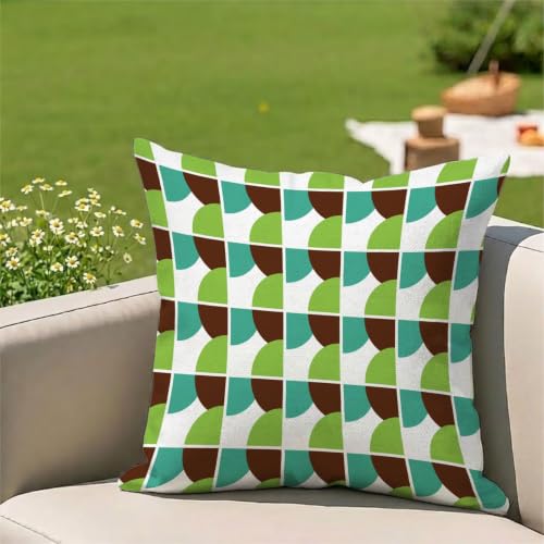Housses coussin extérieur imperméables 55x55 vert géométrique (lot de 2)