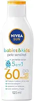 NIVEA SUN Protetor Solar Kids & Babies Pele Sensível FPS 60 125ml - Infantil, muito alta proteção UVA/UVB, minimiza o surgimento de alergias, muito resistente à água com proteção imediata