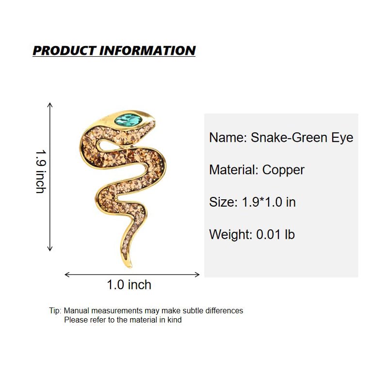 Image of Gold Snake Brooches Pins for Women Men Statement Snake Enamel Lapel Pins Crystal Rhinestone Accessories Powerful Animal Insect Clothing Coat Jacket Lapel Jewelry Gifts