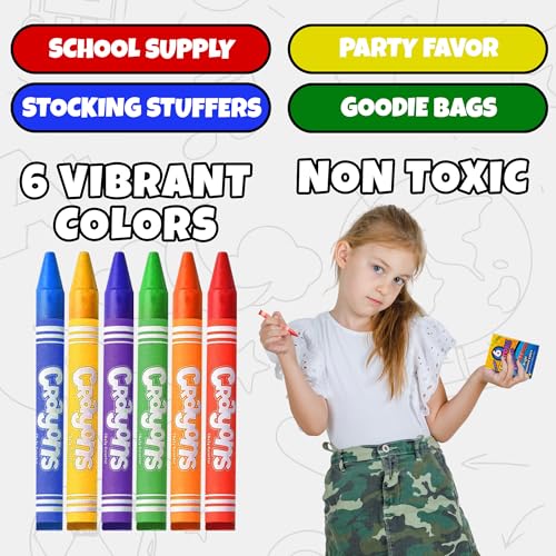 Image of Bedwina Bulk Crayons Case of 480 6-packs Total 2880 Color Crayon Bulk School Supplies For Kids & Toddler, Teachers & Classroom, Nontoxic Travel Crayons Party Favors, Restaurants, Goody Bags Stuffers