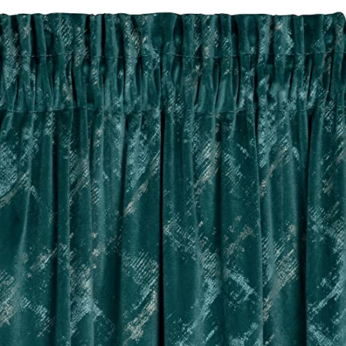 Eurofirany Adria Velvet Curtain with Ruffle Tape, Patterned Velvet Look, Geometric Pattern, Modern, Classic, Living Room - Image 4