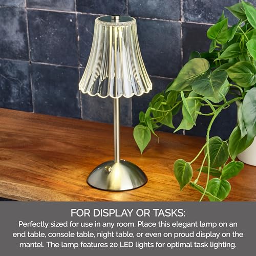 Elements 11.8-Inch Silver Rechargeable LED Table Lamp with Touch Control - 3 Color Temperature Settings, Stepless Dimming, Metal Construction with Acrylic Shade, USB-C Charging, 1200mAh Battery by Elements - Image 4