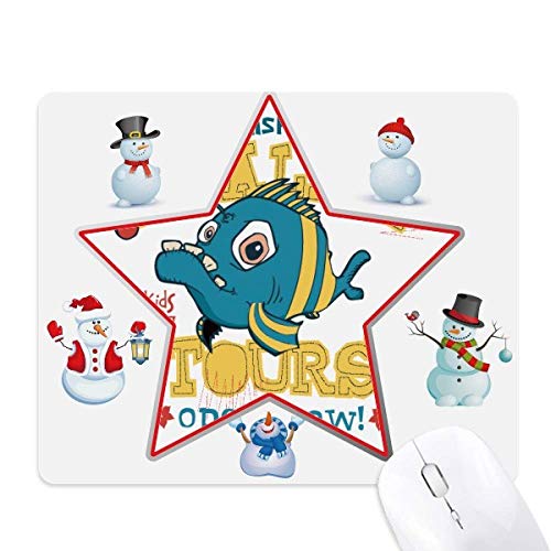 Étoile lanterne tapis de souris poisson bleu jaune cadeau illustration