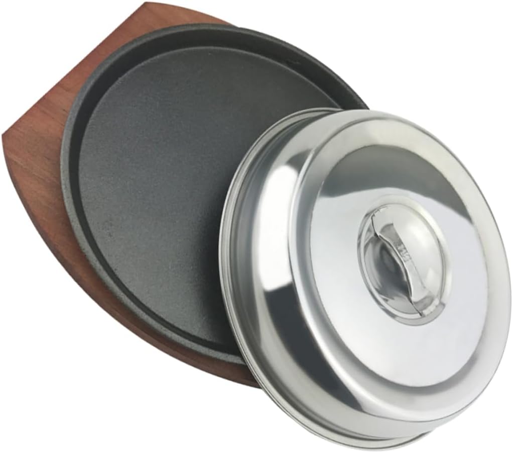 1Set Creative Teppanyaki Iron Plate for Bbq Non Stick Frying Pan with Base for Steak Vegetables and Seafood Roasting Tool for Family Gatherings