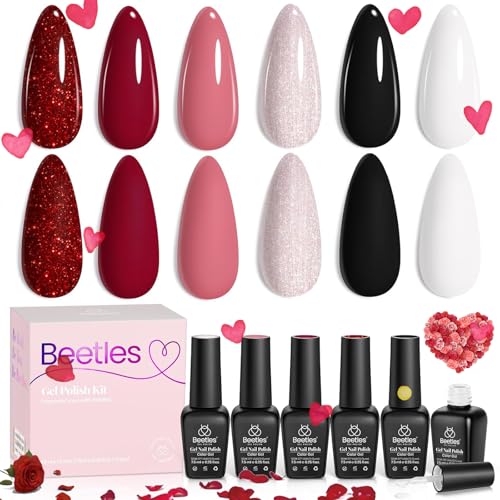 Beetles Winter Gel Nail Polish, 6 Colors Nude Pink Red ...