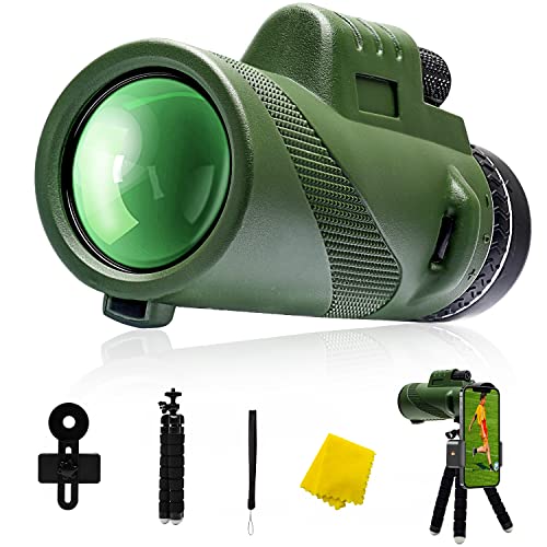 Télescope monoculaire 12X50 avec Support pour Smartphone et trépied, monoculaires compacts à Prisme électrique 2021 Télescope HD Dual Focus pour Les Amoureux des Oiseaux Chasse Camping Randonnée Cover