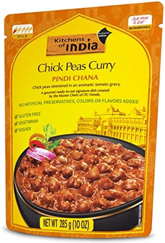 Kitchens of India Pindi Chana – Chick Peas Curry, (Pack of 6)10 Ounces , Gourmet Ready To Eat Authentic Indian Dish (Pack of 6)