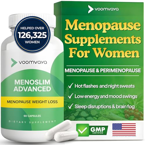 Menopause Supplements for Women - Menopause Weight Loss for Women & Perimenopause Supplements Women for Menopause Relief - VoomVaya MenoSlim Advanced - 60 Capsules