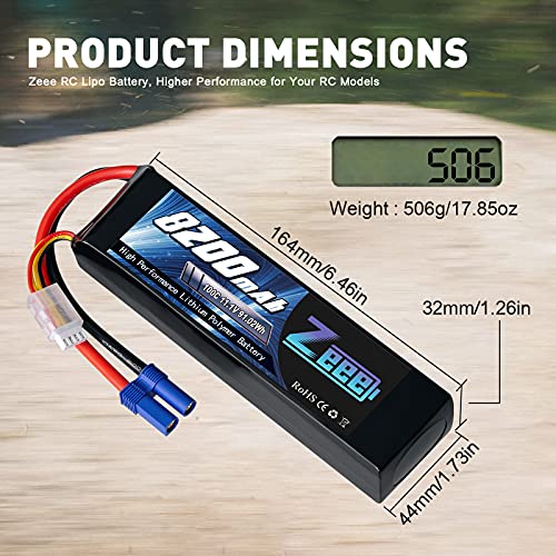 Zeee 3S 8200Mah Lipo Battery 11.1V 100C Ec5 Connector Soft Case Battery With Metal Plates For Rc Car Rc Truck Tank Racing Hobby Models (2 Pack) #TOP3