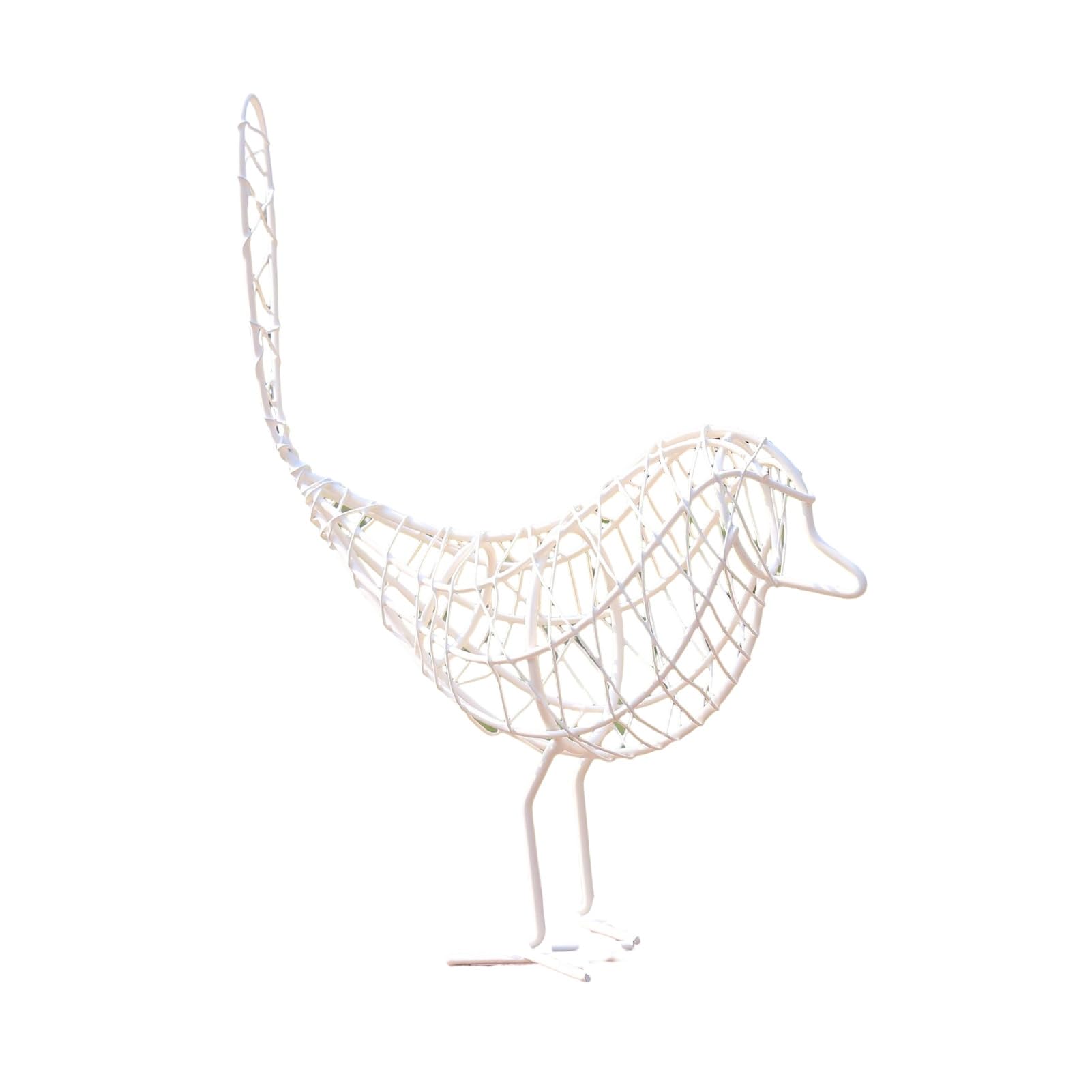 Troxel Iron Wire Bird Figurine Minimalist Hollow Metal Sculpture Stable Rustproof Tabletop Decor for Desk Bookshelf Creative Home Decoration Gift White