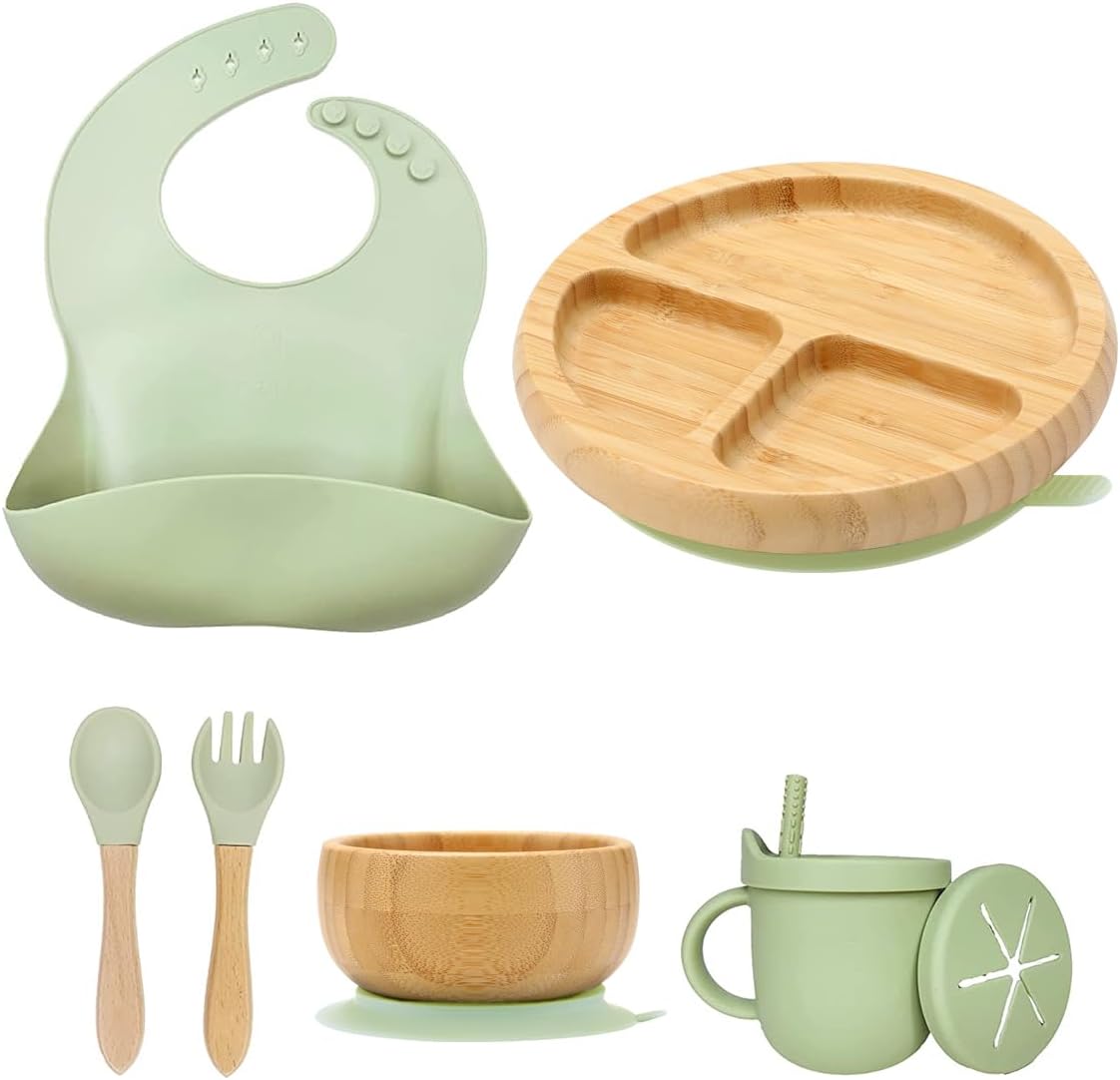 Baby Feeding Set, Baby Plates with Suction, Bamboo Plates, Baby Bowl