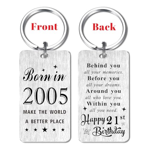 21st Birthday Gift for Him Her Women Men - 21 Year Yr Old Birthday Keyring for Male Female 2004 21th Birthday Present - Image 3