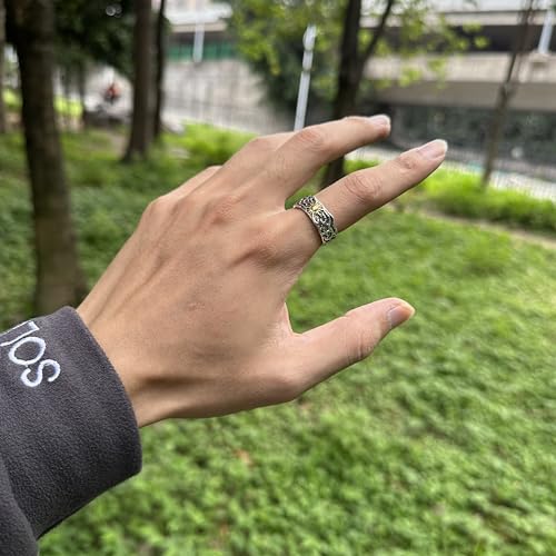 JWM Men's Rings Silver Plated Brass Ring for Men Women Adjustable Open Rings, Exquisite Packaging4