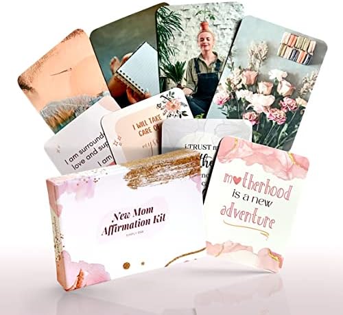 SIMPLY RSB New Mom Affirmation Cards with 35 Affirmation Cards and 20 Picture Cards, New Mom Gifts for Women, Postpartum Essentials, First Time Mom Gift, New Mom Essentials