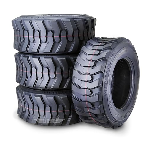Set 4 New Super Guider Heavy Duty 12-16.5 12x16.5/12 Ply Industrial Skid Steer Tire w/Rim Guard