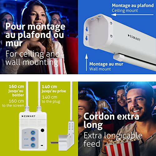 Écran de projection électrique avec télécommande programmable 234 cm