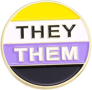 They/Them Pronoun Enamel Pin Bisexual Pride LGBTQ Pin Custom Brooches Shirt Lapel Pin Bag Backpacks Badge Gift Brooches Pins for Women Girl, alumide, no gemstone