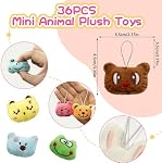 36 PCS Mini Animal Plush Toys Set Cute Small Animal Stuffed Toy Keychain for Party Favors Keychain Ornament for Goody Bag Carnival Birthday Party Classroom Prizes