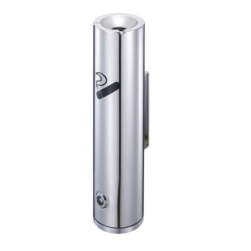 NTT Cendrier Mural en métal verrouillables Bins Ash en Acier Inoxydable Antirouille Cigarette Ash Bin Adapté Club Pub extérieur (Color : Silver, Size : B)