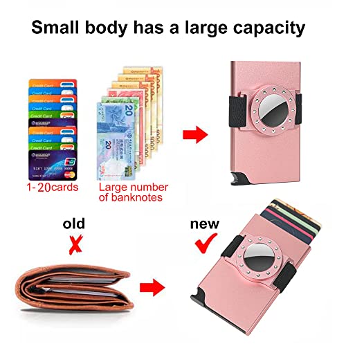 Womens AirTag Wallet, Women's Metal Card Case Small Aluminum Card Holder, Minimalistic Pop Up Card Wallet for Cards for Women, RFID Womens Slim Wallet for Cash and Cards4