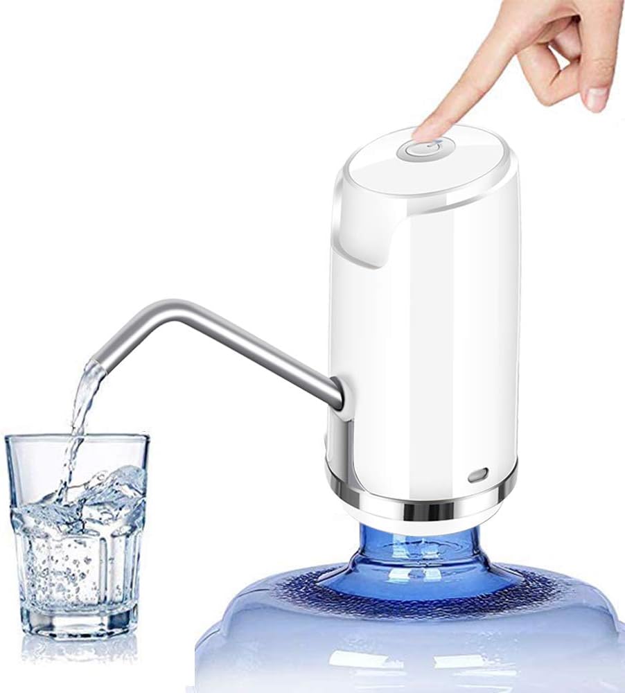 5 Gallon Bottle Water Dispenser - Automatic Drinking Water Pump Electric 5 Gallon Jugs Dispenser USB Charging Portable BPA-Free (White)