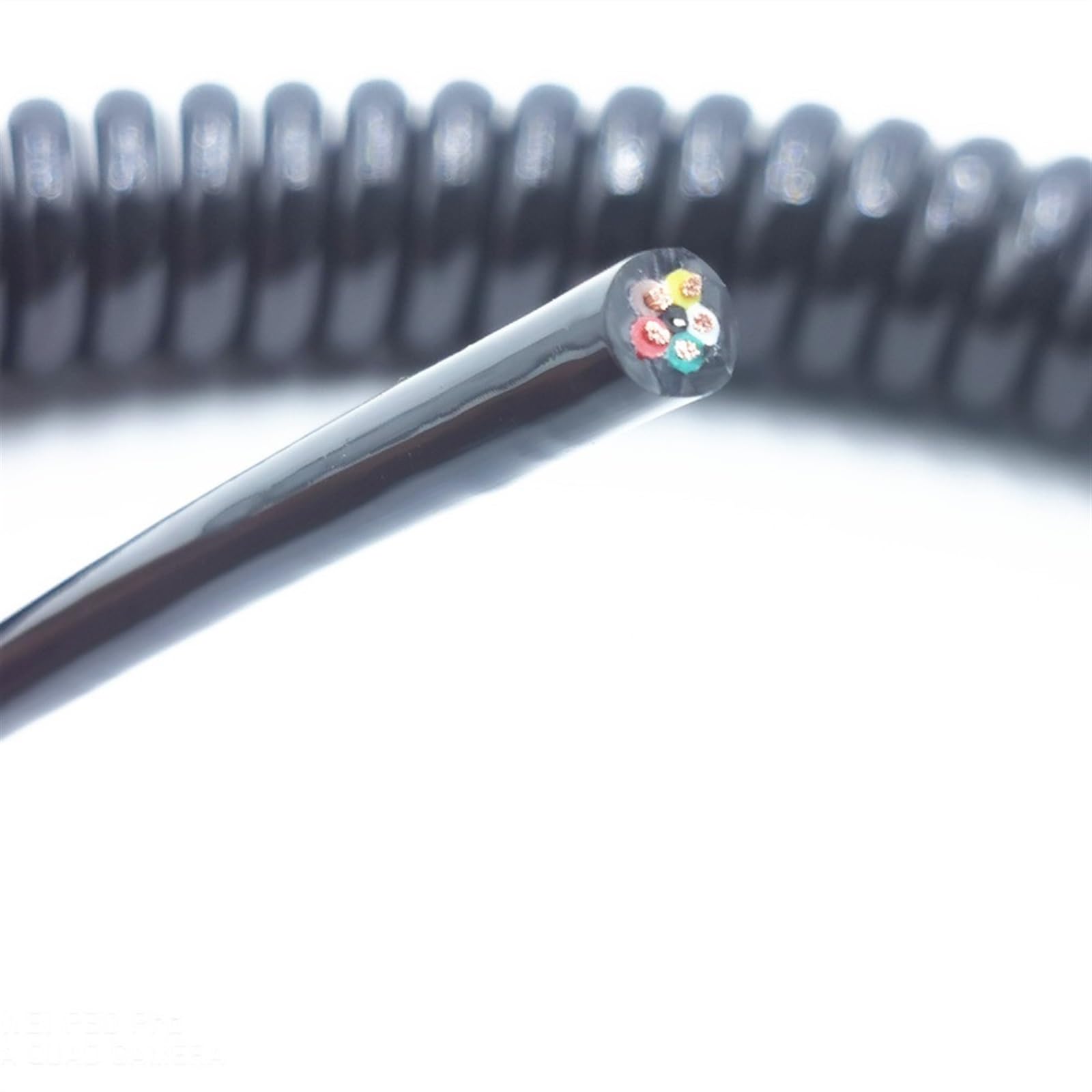 4-żyłowy czarny przedłużacz sprężynowy spiralny 20AWG 24AWG 17AWG 14AWG Kabel 2,5 metra metrów 7(Line length 7.5 meter)