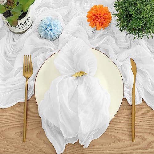 4er-Pack weißer Käsetuch-Tischläufer, halbtransparenter Tischläufer, Gaze-Tischdecke, 10 Fuß, rustikale Dekorationen für Küche, Hochzeit… – Ansicht 6
