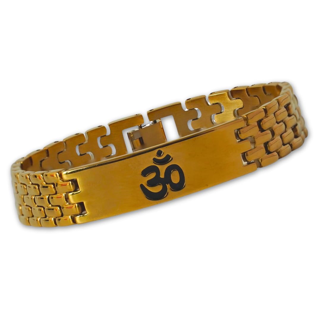 Japam Gold Plated Sacred Om Bracelet | Gold Plated Metal Bracelet for Meditation and Prayer for Men & Women | Free Size (8.5 Inches Long) (B0CXXWJTCN) Amazon Price History, Amazon Price Tracker