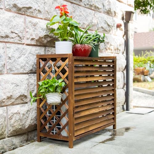 Cubre Aire Acondicionado Exterior Madera Valla De Madera Marrón Protector Aire Acondicionado Exterior Madera Maciza Fundas Aire Acondicionado Exterior Celosias Balcon Privacidad Soporte De Flores(86x3