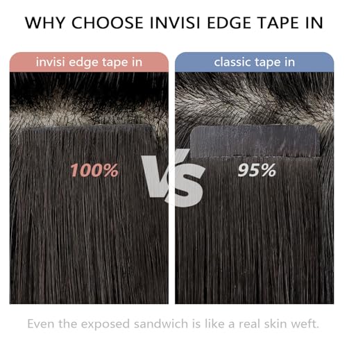 Image of COOKAYU Invisible Tape in Extensions Human Hair, Medium Brown to Caramel Blonde 20Inch 45g 20pcs Injected Tape in Human Hair Straight Invisi Edge Extension