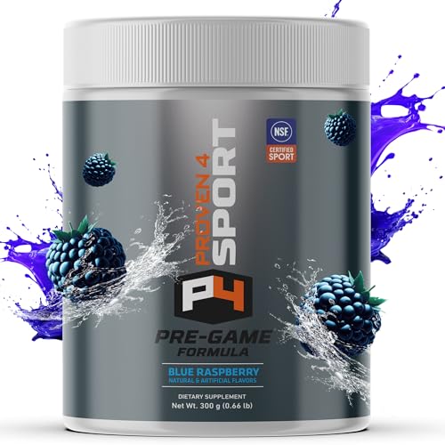 Image of Proven4 Pre Workout Powder for Men and Women with Creatine - Beta Alanine - Caffeine NSF Certified preworkout Energy Supplement Blue Raspberry 30 Servings