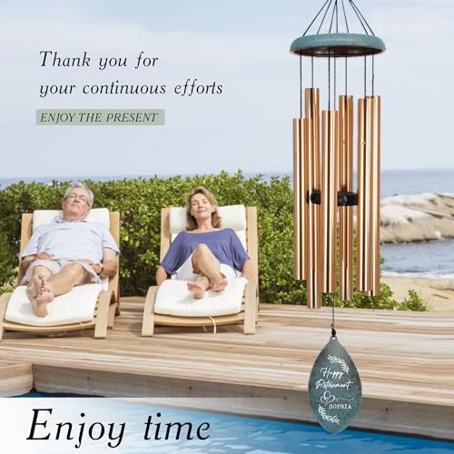 Image of ASTARIN Personalized Happy Retirement Gift 2026, Retirement Wind Chimes for Women Men, 35 inch Large Deep Tone Wind Chime Retire Gifts for Teacher Co-Workers Boss Husband Friends Parents