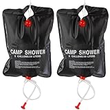 TRIXES 2 X Ducha para Acampar de 20 litros - Ducha de Viaje Portátil Calefacción Solar de 5 Galones / 20 Litros - Negra