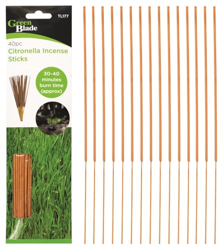 40 x Citronella Incense Sticks – Natural Mosquito Fly Bug Insect Repellent – Anti Mosquito Sticks for Outdoor Garden Patio Camping BBQ – Long Lasting Fresh Citrus Aroma – 30-40 Minutes Burn Time
