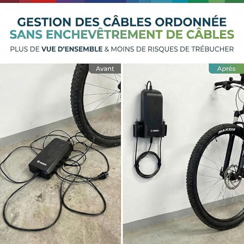 Support mural pour chargeur Bosch e-Bike évite câbles au sol - 4